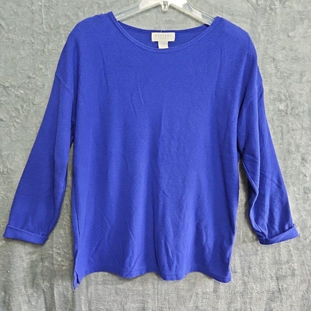Express tricot Women's sz Lg top Purple Vintage 3/4 sleeve casual